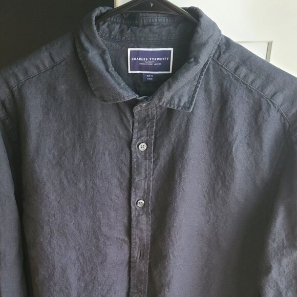 Charles Tyrwhitt Black Linen Shirt – Slim Fit – Size Large - Picture 3 of 3